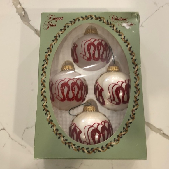VTG Christmas by Krebs ornaments red and white set of 4 NIB - Picture 8 of 8